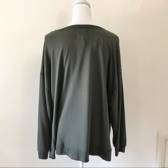 (A6) Nordstrom FOUND Los Angeles Olive Green Oversized Long Sleeve Shirt, Size L - Picture 6 of 6